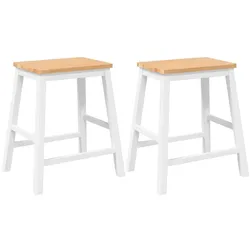 vidaXL Barstühle 2 Stk. Weiß Massivholz Gummibaum