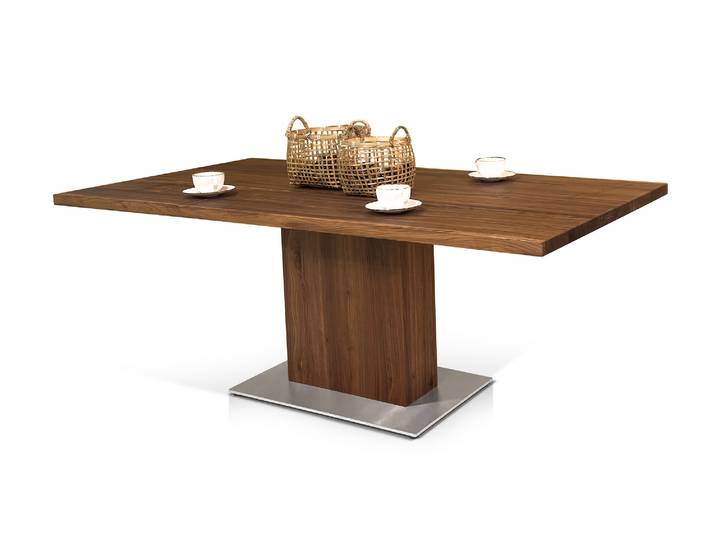 BENNIE Esstisch nach Maß, Material Massivholz / Edelstahl