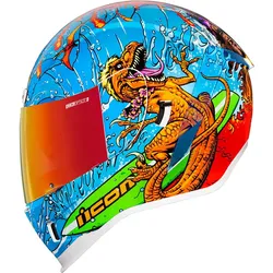 Icon Airform Dino Fury, Integralhelm - Hellblau/Orange/Rot - M