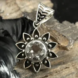 Drachensilber Kristall Anhänger Sonne mit Edelstein Silber Schmuck 925 Silber