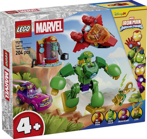 11211 LEGO DISNEY Marvel Iron Man und Seine Fantastischen Freunde Loki vs. Team Iron Man Superhelden-Actionset mit Mech, Jet