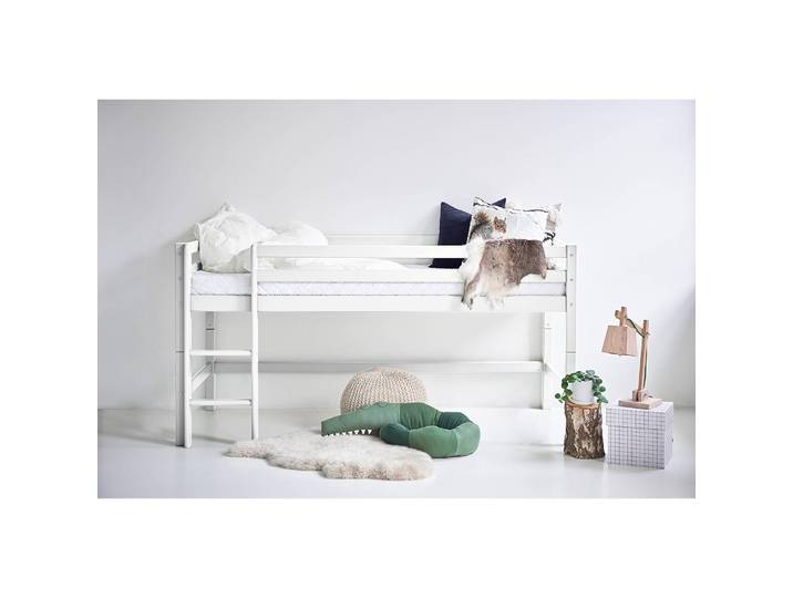 home24 Halfhoog bed I 90 x 200 cm wit/wit met ladder