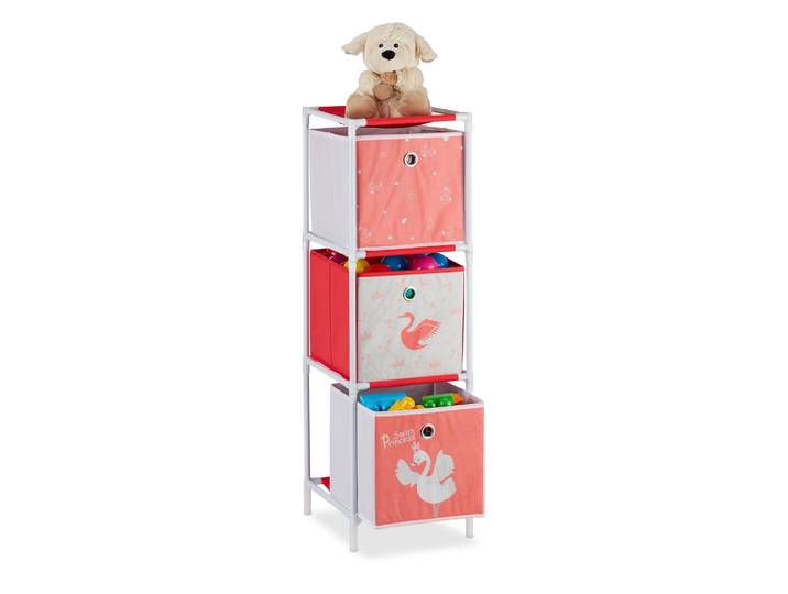 Kinderregal Schwan mit Boxen Weiss-Rot