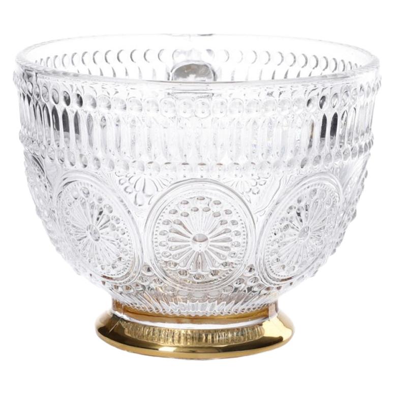Homla Glass cup BARREL with patterns and a golden base, 360 ml (0.36 l) (BARRELFOOT)