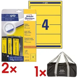 Avery Zweckform 2x Selbstklebende Ordnerrücken-Etiketten inkl. Sporttasche gelb, 8 cm