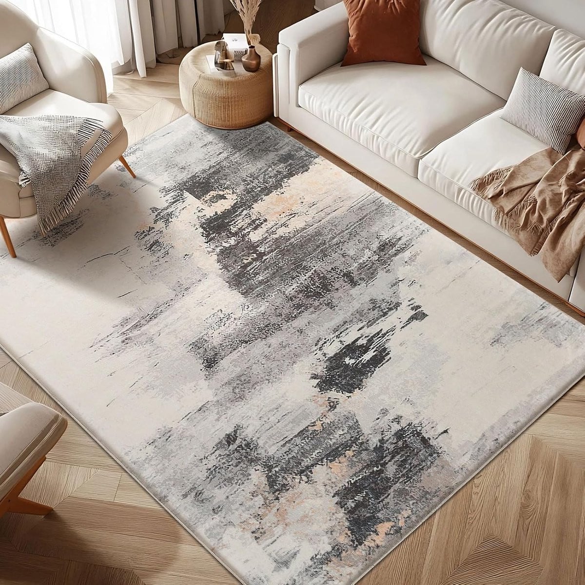 Abstract Vloerkleed Modern Rechthoekig Bruin Multi