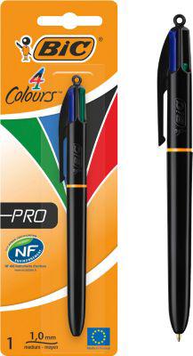 BIC 4 Colours Pro Vierfarb-Kugelschreiber mit 1,0-mm-Spitze für präzises Schreiben, 1 Stück