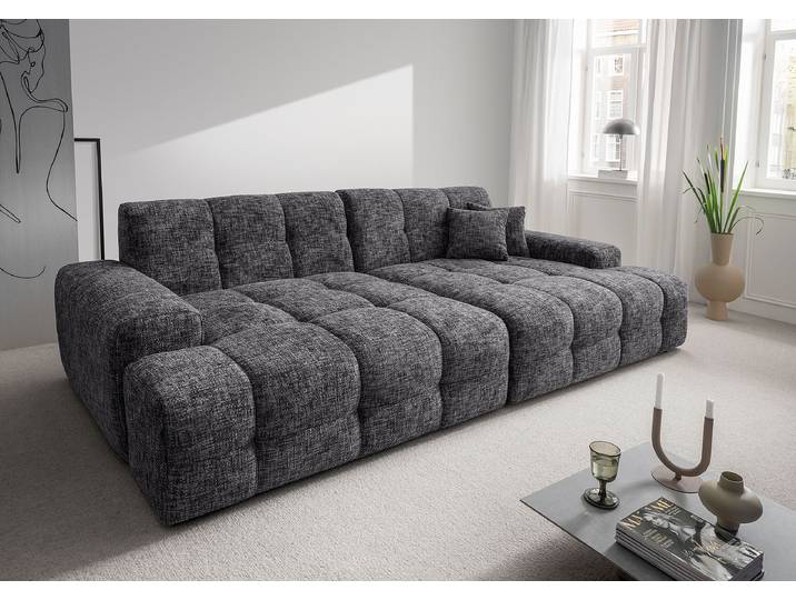 Big-Sofa Schwarz Strukturstoff Ruta 304 x 87 x 155cm Modern