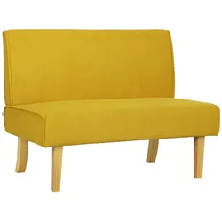STILVORA Zweisitzer-Sofa Polyester Gelb 110x62x85 cm mit Holzbeinen