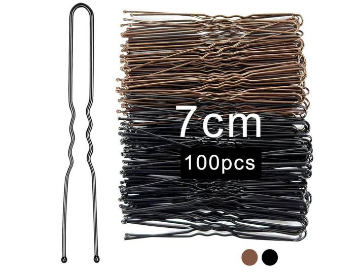Haarnadeln 100 Stück Set 7 cm Schwarz Braun, Mehrfarbig, Metall, 4x1.5x7 cm, Freizeit & Co, Wellness & Gesundheit, Körperpflege