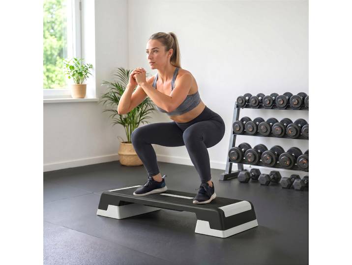 SPORTNOW Step Fitness Hauteur Réglable 15-25cm 250kg Noir