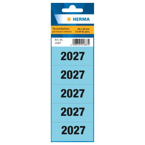 HERMA Inhaltsschilder 2027 blau, 100 St.