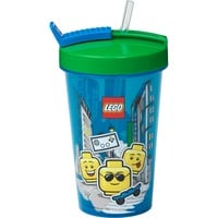 LEGO Becher mit Strohhalm Iconic Boy Bright Blue blau/grün, 500ml