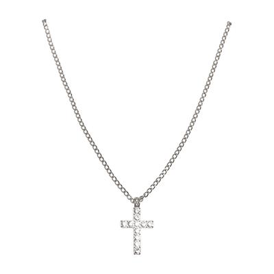 Edelstahlkette URBAN CLASSICS "Urban Classics Unisex Diamond Cross Necklace", silber, Halsketten, Damen, onesize, Zink, Edelstahlkette