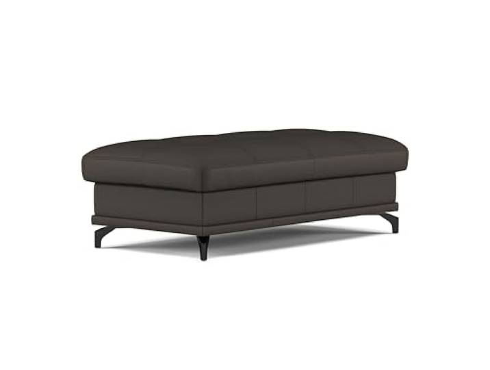 Cavadore Hocker Castiel / Polsterhocker mit mattschwarzen Metallfüßen, ideal als Beistellhocker, Fußablage, Sitzgelegenheit / 138 x 48 x 71 / Echtleder, Dunkelbraun