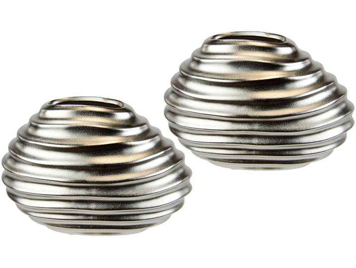 I.GE.A. Keramik-Vase 2er Set Kleine Vase Weiss Modern Keramik Tisch Küche Büro Pampasgras