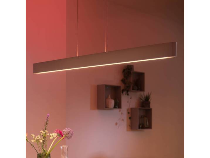 Philips Hue Smarte Hängelampe Hue, dimmbar, weiß / opal, für Wohn- / Esszimmer, Aluminium, Modern, Smart Home Pendelleuchte