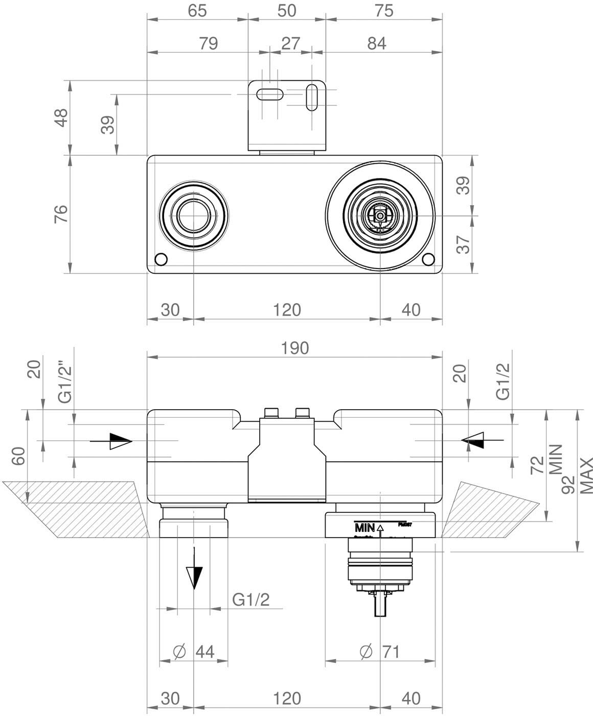 ALLUVION Universal UP Grundkörper Q1, Badarmaturen, AL100372NU,
