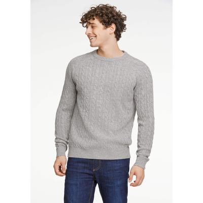 Strickpullover LINDBERGH "Strickpullover Relaxed Fit", Herren, Gr. S, grau (mid grau mel), Obermaterial: 80% Wolle, 20% Nylon, Rundhals, Pullover Strickpullover