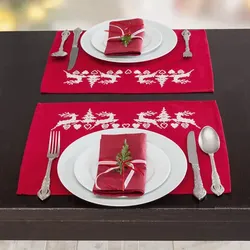 Tischsets "Hirsche rot/weiß",2er-Set