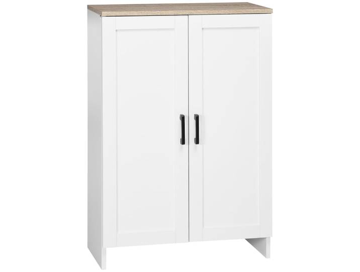 Buffet double porte et étagères réglables panneau de particules blanc