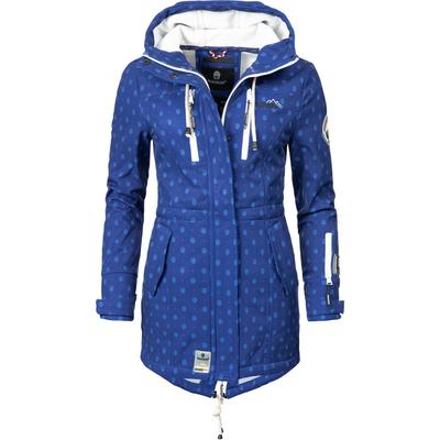 Funktionsmantel MARIKOO "Zimtzicke", Damen, Gr. XS (34), blau (mittelblau), Oberstoff: 98% Polyester, 2% Elasthan. Futter: 100% Polyester. Ärmelfutter: 100% Polyester, figurbetont Po-bedeckend, hoch geschlossener Ausschnitt, Ärmel ohne Ärmelschlitz...