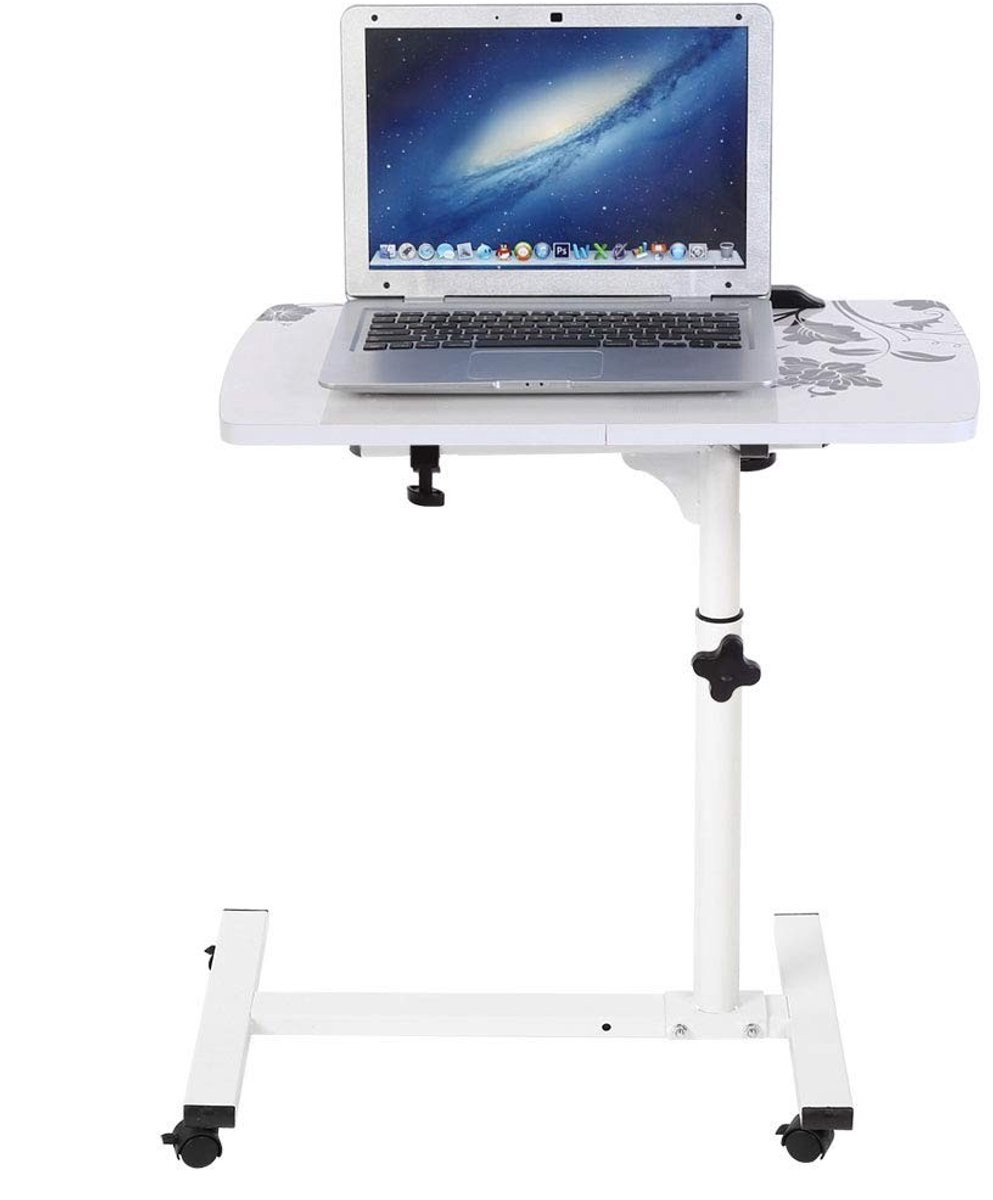 Dailygoods Computertafel met wieltjes, verstelbaar en draagbaar, MDF en koolstofstaal