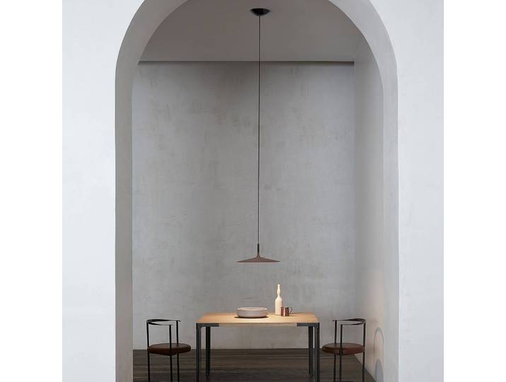 Foscarini Smarte Hängeleuchte Aplomb, dimmbar, braun / rost, für Küche, Beton, Design