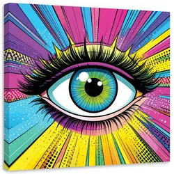 BILD auf Leinwand, Auge einer Frau im Pop Art Stil