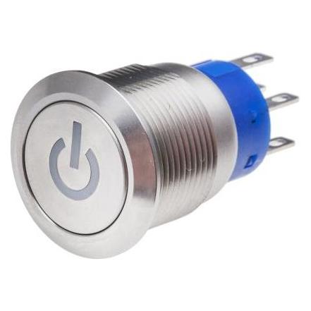 RS PRO 19mm,stainless,SPST,ltch,Pwr,W,220V (1115829)