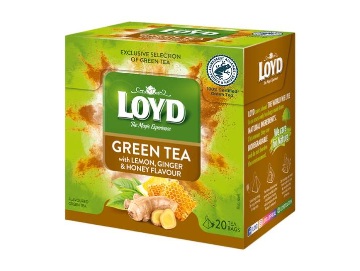 LOYD Infusion au citron vert, au miel et au gingembre, 20 sachets de 2 g