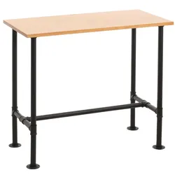 Mendler Bartisch HWC-N21, Thekentisch Bistrotisch, Fußablage Industrial Metall Massiv-Holz Kiefer 108x120x61cm ~ natur