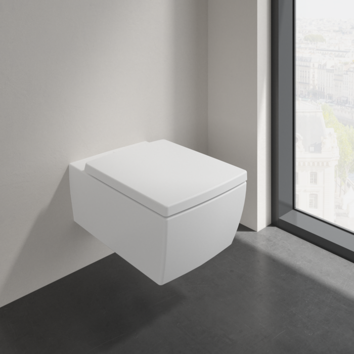 Villeroy und Boch Villeroy & Boch Memento 2.0 WC, Wand-Tiefspüler 4633R0RW Stone White C-plus, 37,5x56cm, Direct Flush