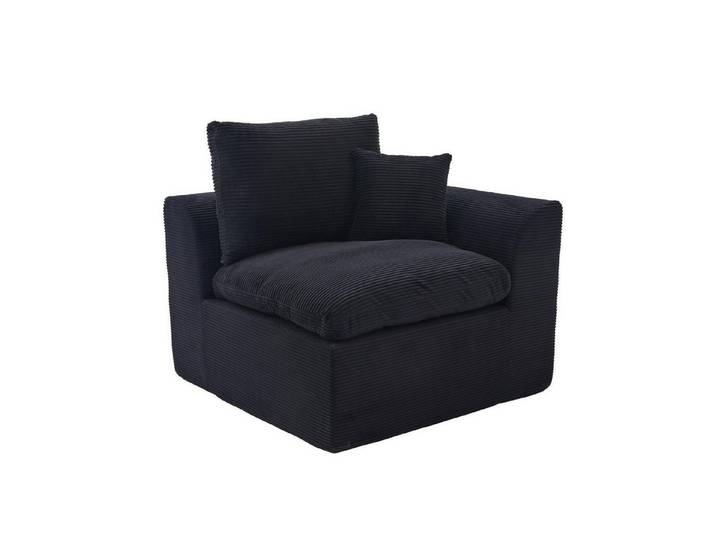 LuxusKollektion Sofa Sofa Einzelsitzer Cordstoff Kombinierbar Kissen Schwarz