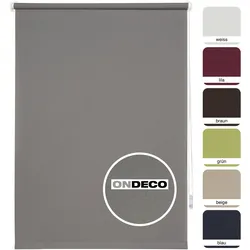 Ondeco Tageslichtrollo Win ohne Bohren Klemmfix lichtdurchlässig und Blickdicht Farbe: Grau, Größe: 120x160 cm