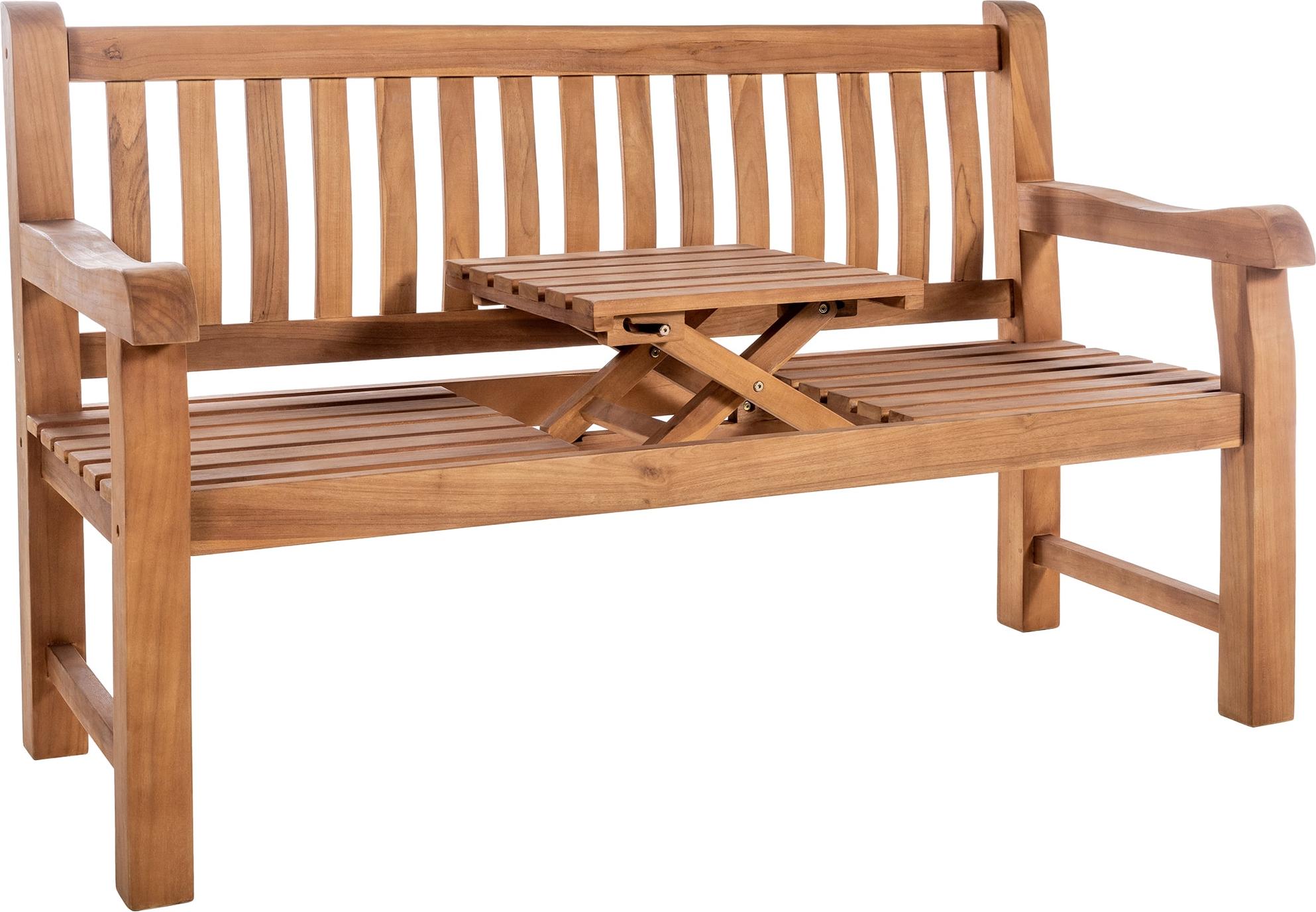 Gartenbank Teakbank TITOR - Holz Teak 150x61x93 cm | Holzbank 150 Cm Mit Klapptisch Gartenbank Sitzbank Mit Lehne Wetterfest Bank Garten Terrasse