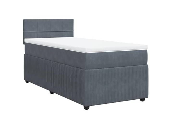 vidaXL Boxspringbett mit Matratze Dunkelgrau 90x190 cm Samt