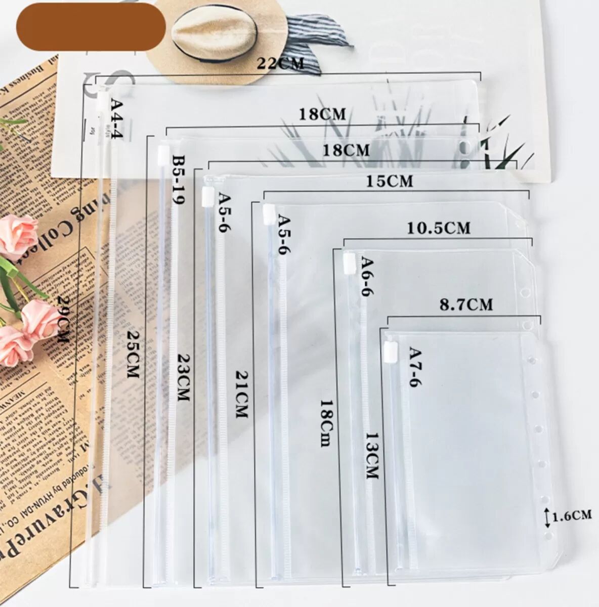 INF A5 abnehmbare PP-Registerhüllen 6-Loch 4-Taschen, mattiertes Transparent (Pack 10)
