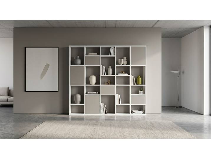 Großes Regal nach Maß - Bücherregal mit Türen MDF Beschichtet MDF Weiß matt