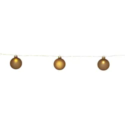 MARELIDA LED Lichterkette Weihnachtskugeln Christbaumkugel Timer Batterie Deko gold 1,6m