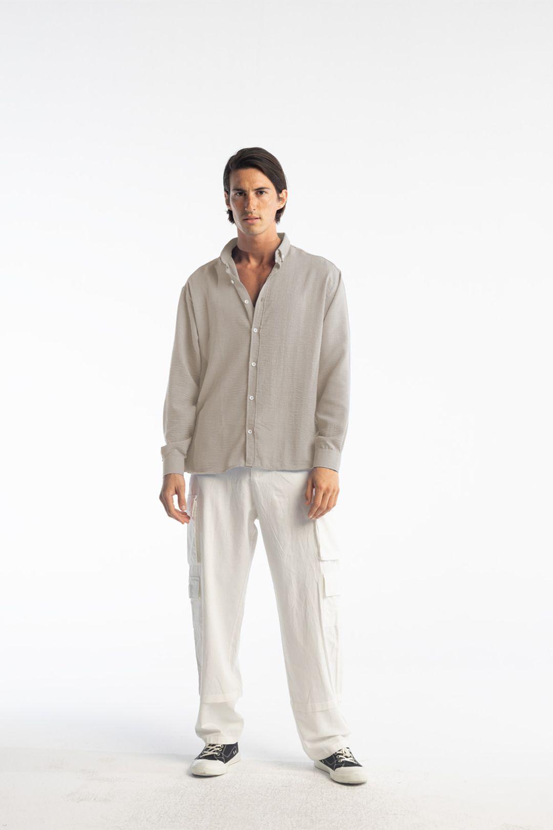Übergroßes Button-Up Langarmhemd