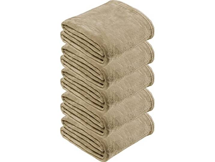 REDBEST Microfaserdecke Amarillo 5er-Pack, Fleece-Wohndecke, Sofadecke beige Größe 150x200 cm - kuscheliger Teddyfleece, pflegeleicht, waschbar