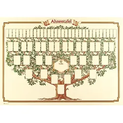 RNK Schmuck-Ahnentafel 1-63 für 6 Generationen Baumform 70x50cm