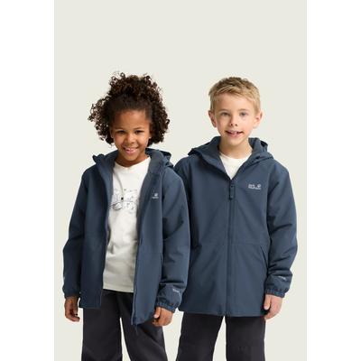 Outdoorjacke JACK WOLFSKIN "SNOW DAYS JKT KIDS", Jungen, Gr. 152, blau (midnight sky), Obermaterial: 100% Polyester. Futter: 100% Polyester. Wattierung: 100% Polyester, Jacken Outdoorjacke, für Kinder, wasserdichte Ausstattung, mit kuscheligem...