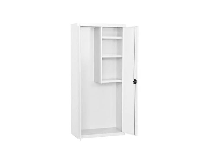 PROREGAL Putzmittelschrank AMEGO HxBxT 180x80x40cm 3X Fachboden Weiß-Weiß Metallschrank Haushaltsschrank