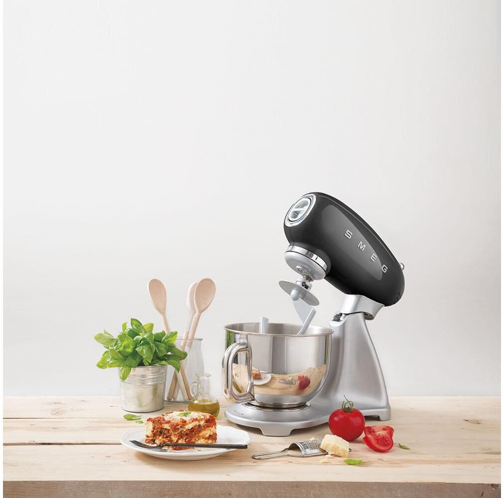 SMEG Küchenmaschine "50´s Retro Style, Schwarz", silber (schwarz, silberfarben), Küchenmaschinen, Küchenmaschine schwarz, silberfarben Einheitsgröße