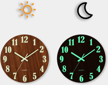 Inspire Curations 12 Inch Luminous Wooden Wall Clock Silent Nordic Glow Night Light Design yg001 12 Inch