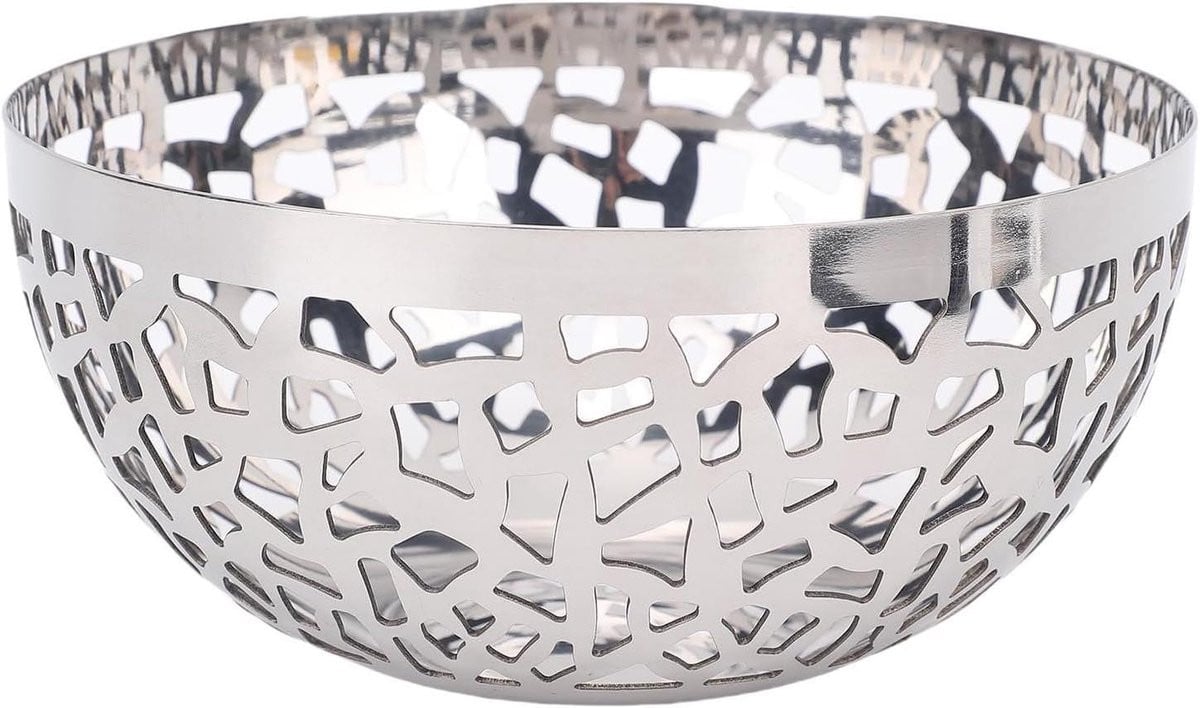 Decoratieve Fruitmand - Metalen Kom - Zilver - Diameter: 22 cm