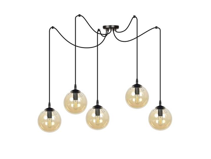 Suspension avec câbles réglable Max. 200cm et 5 sphères ambrées