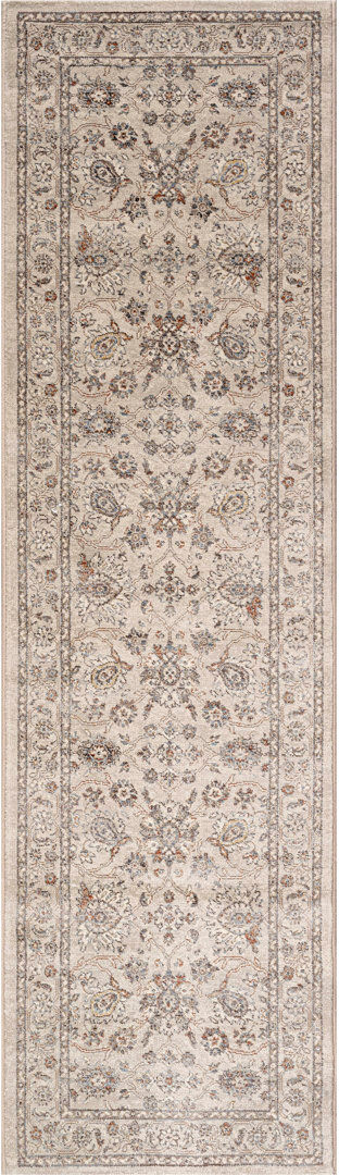 Lily Manor Meeks Runner cm Oriental Area Rug Cream/Beige/Grey Runner 67 x 330 cm